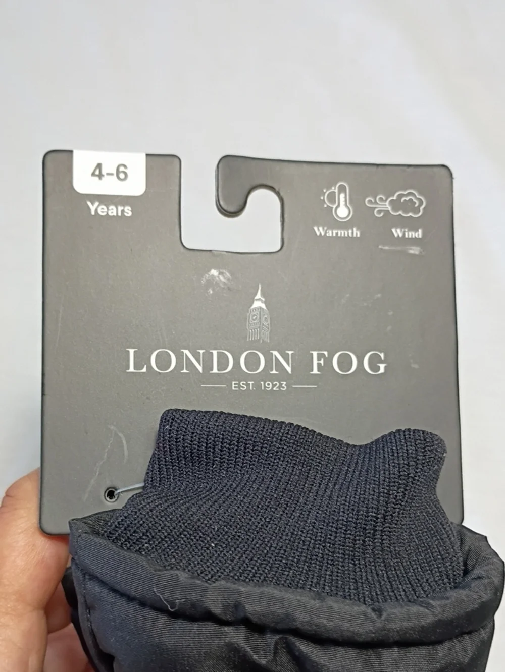 NWT London Fog Black Ski Mittens Boys 4-6 Year Winter
